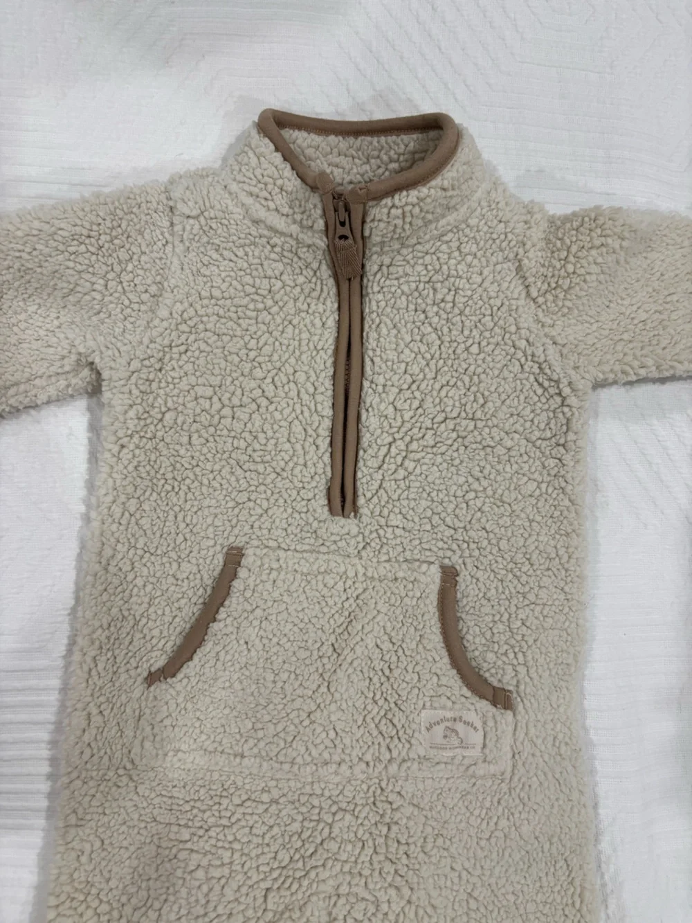 Carter's Cream Sherpa Footed One-Piece with Zip and Pocket